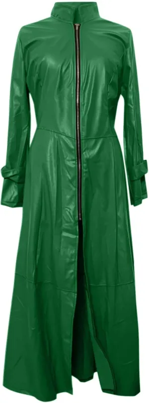 Women Leather Jacket 2024 Long Sleeve Jacket Dress Zipper Leather Sexy Long Jacket Coats Lapel Collar Outwear Winter