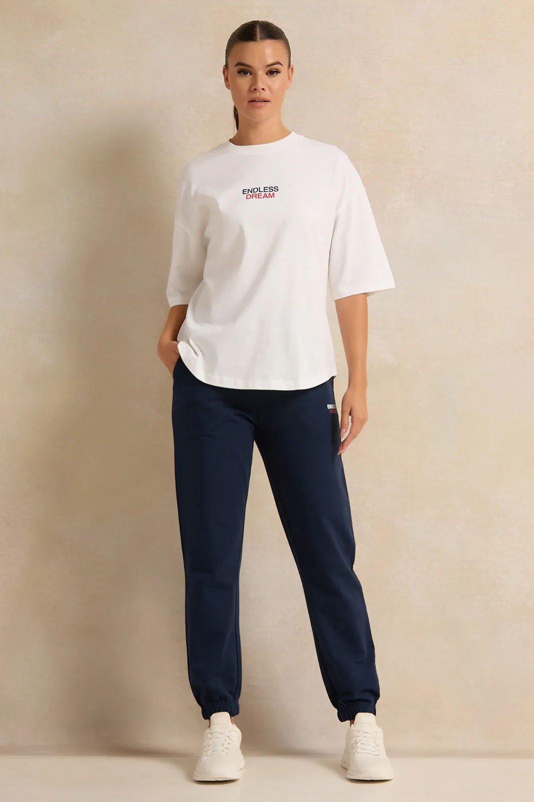 Women Navy Elasticated Active  Pant