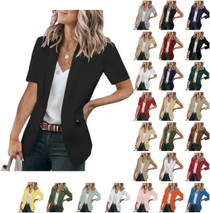 Women Open Front Blazer 2025 Casual Lapel Short Sleeve/Sleeveless/Long Sleeve Work Office Jacket Slim Business Suit