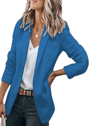 Women Open Front Blazer 2025 Casual Lapel Short Sleeve/Sleeveless/Long Sleeve Work Office Jacket Slim Business Suit