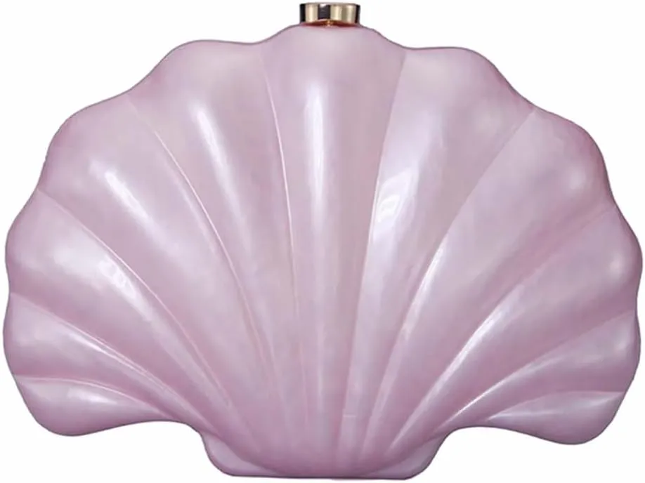 Women Pearl Acrylic Clutch Shell Pearl Clutch Shell Purse Chain Shoulder Bag Ladies Wedding Clutch Prom Evening Handag