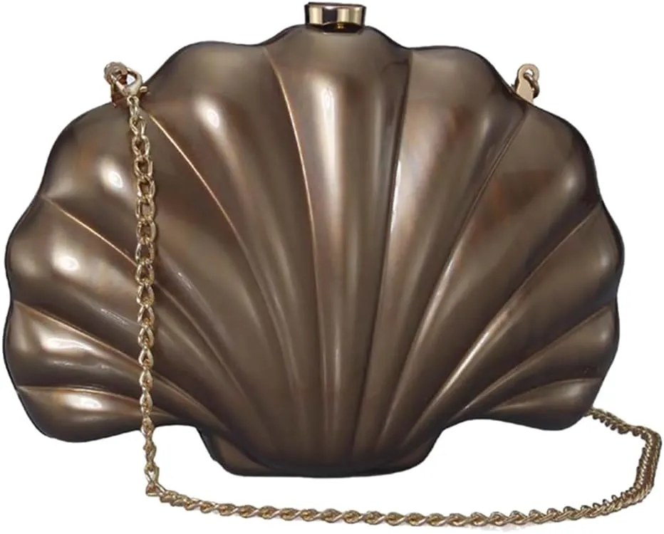Women Pearl Acrylic Clutch Shell Pearl Clutch Shell Purse Chain Shoulder Bag Ladies Wedding Clutch Prom Evening Handag