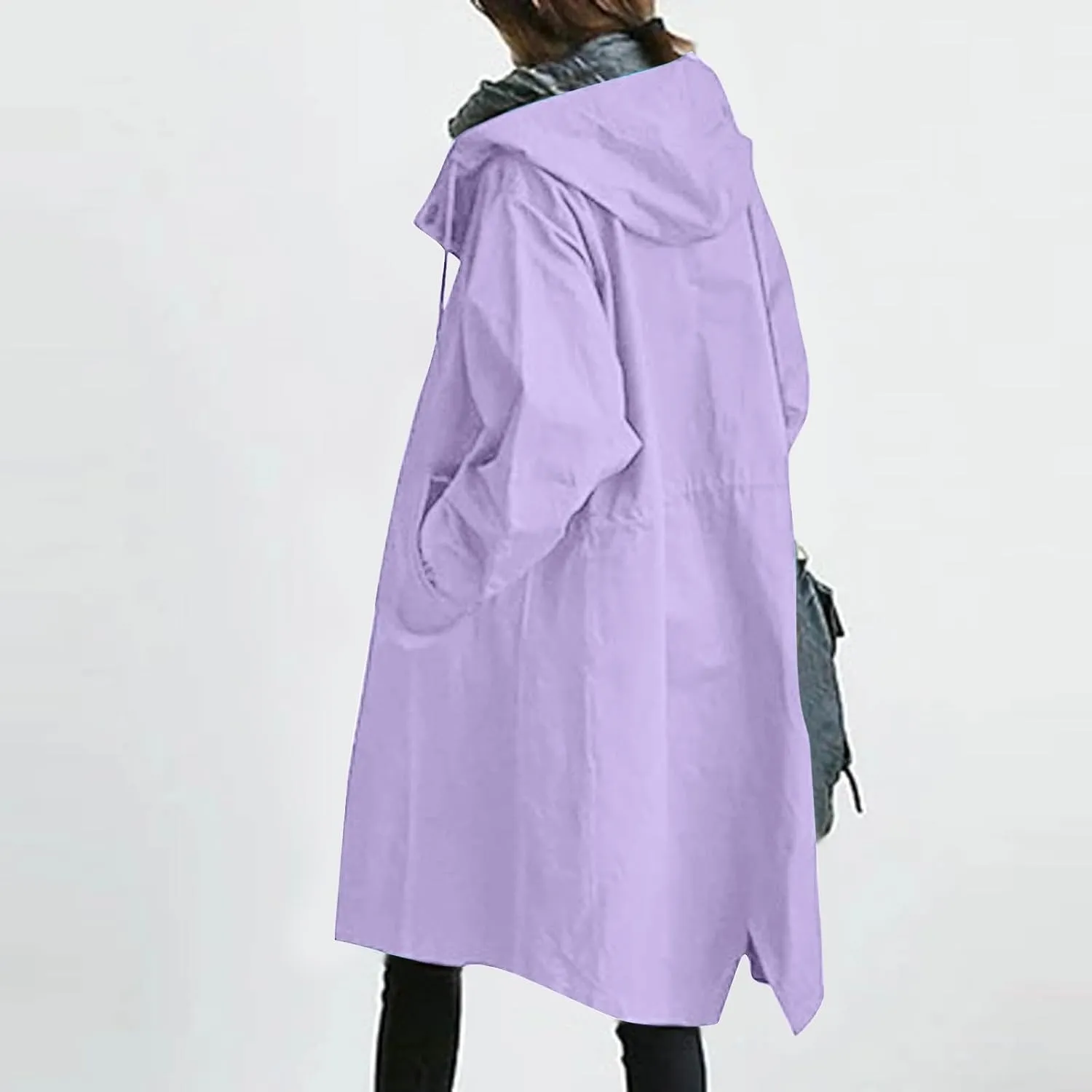 Women Trench Coat Long Sleeve Solid Pocket Cardigan Button Top Sweater Knit Hooded Coat Lapel Slim Casual Petite