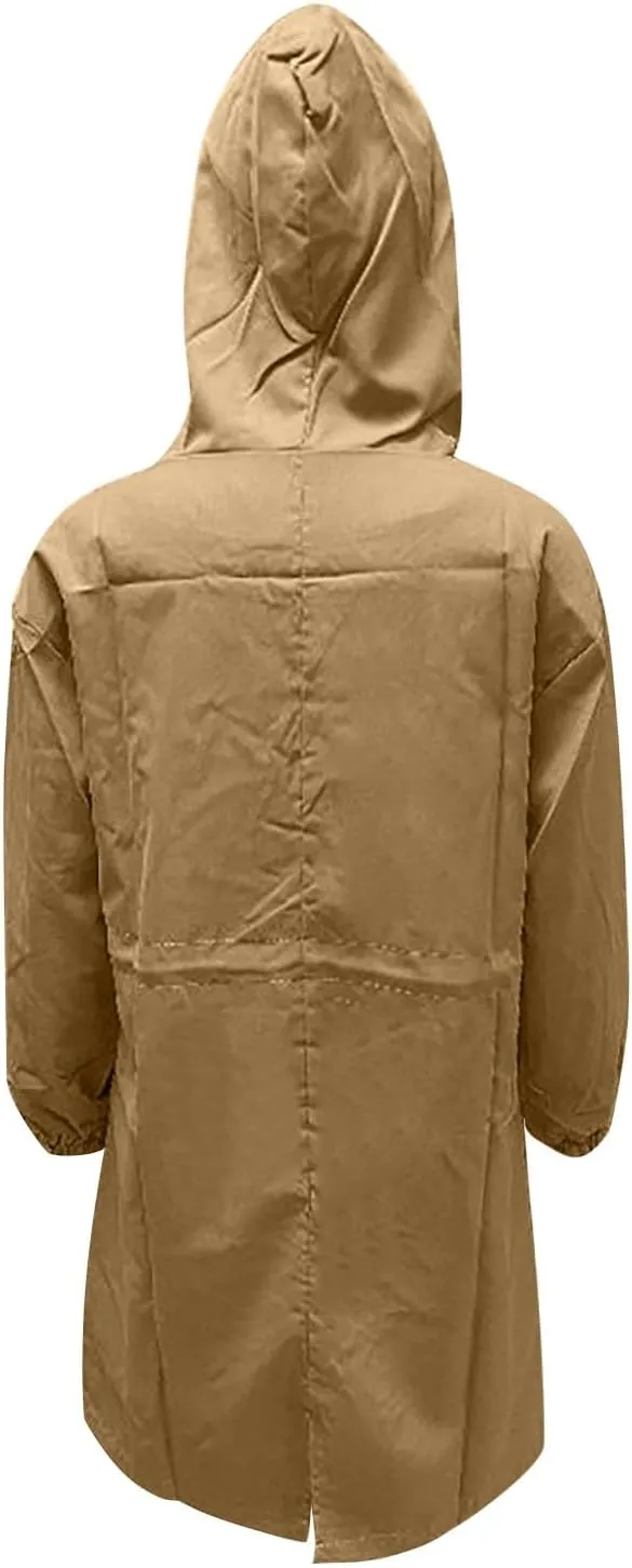 Women Trench Coat Long Sleeve Solid Pocket Cardigan Button Top Sweater Knit Hooded Coat Lapel Slim Casual Petite