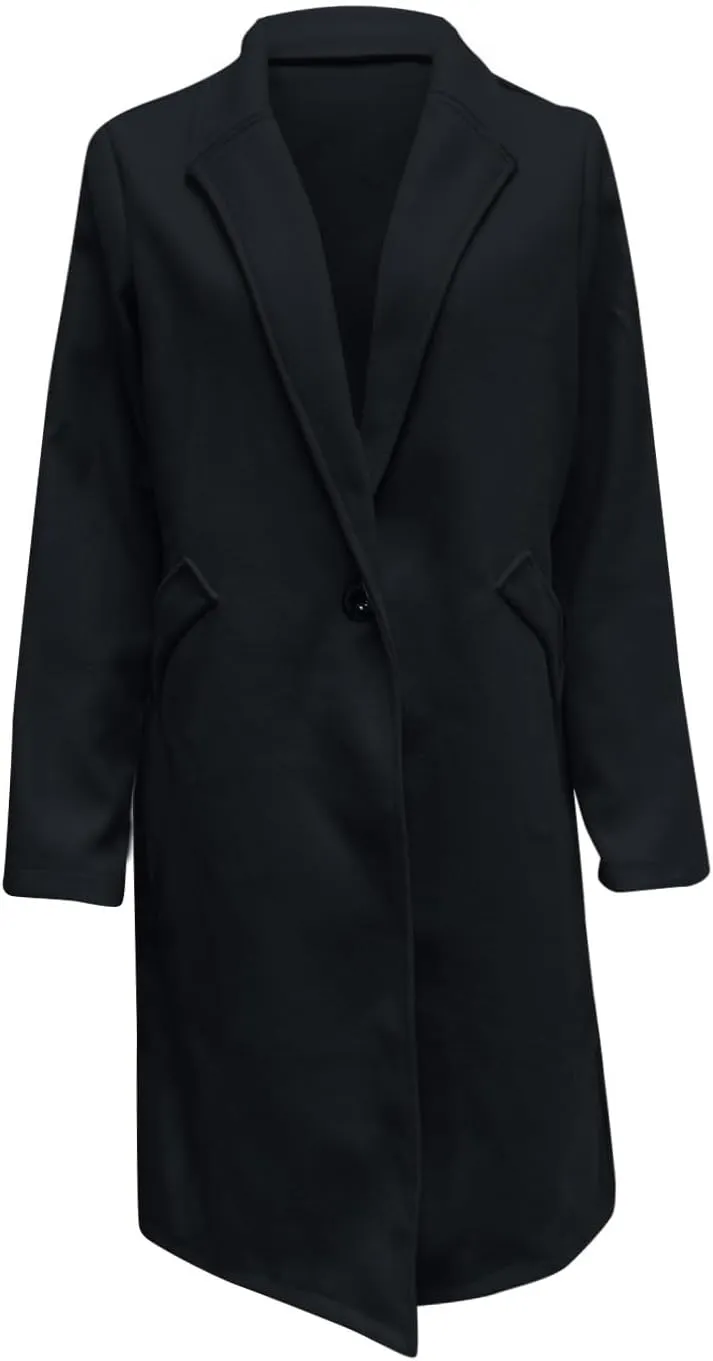 Women Winter Wool Blend Camel Mid-Long Coat Pea Coat Single-Breasted Blend Over Coats Long Jackets