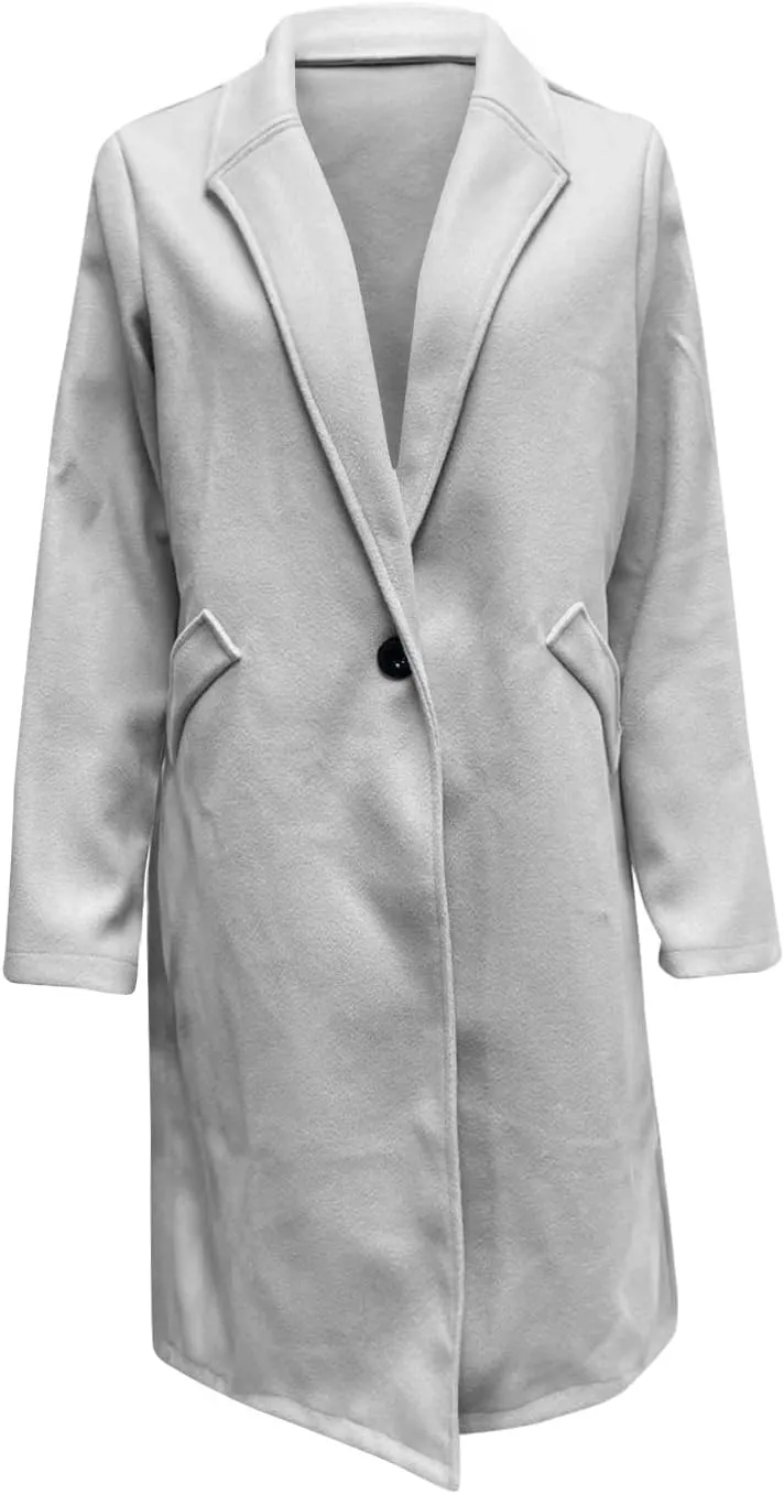 Women Winter Wool Blend Camel Mid-Long Coat Pea Coat Single-Breasted Blend Over Coats Long Jackets