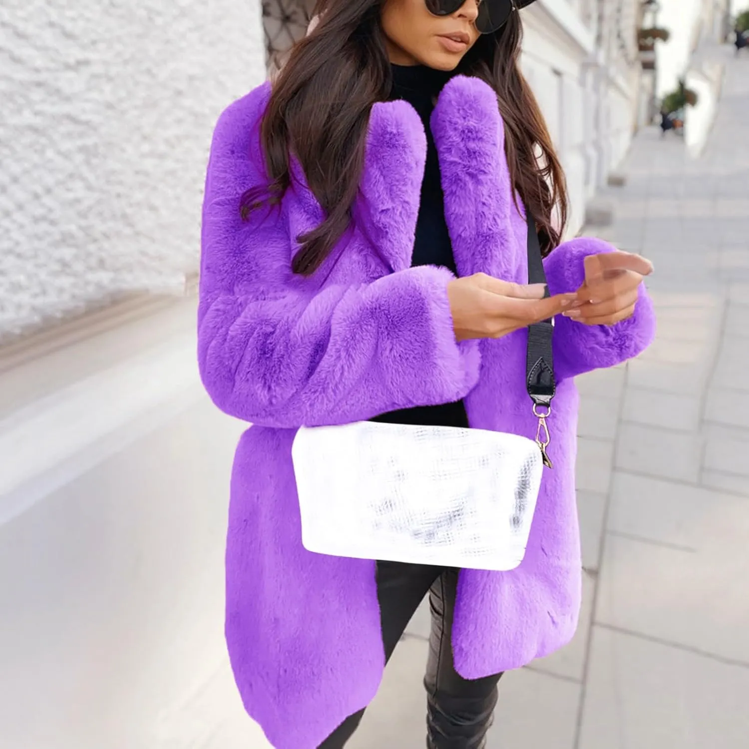 Women's 2023 Winter Coats Coat Pelt Thick Women Fashion Faux Pelt Warm Women's Coat Soft Long Sleeve Open Front Long