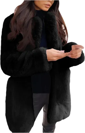 Women's 2023 Winter Coats Coat Pelt Thick Women Fashion Faux Pelt Warm Women's Coat Soft Long Sleeve Open Front Long