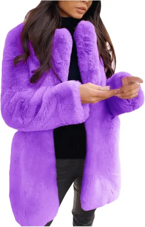 Women's 2023 Winter Coats Coat Pelt Thick Women Fashion Faux Pelt Warm Women's Coat Soft Long Sleeve Open Front Long