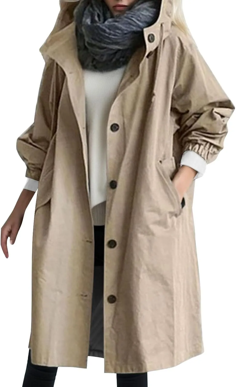 Women's 2025 Plaid Shacket Jacket Casual Button Wool Blend Winter Tartan Trench Coat With Pockets