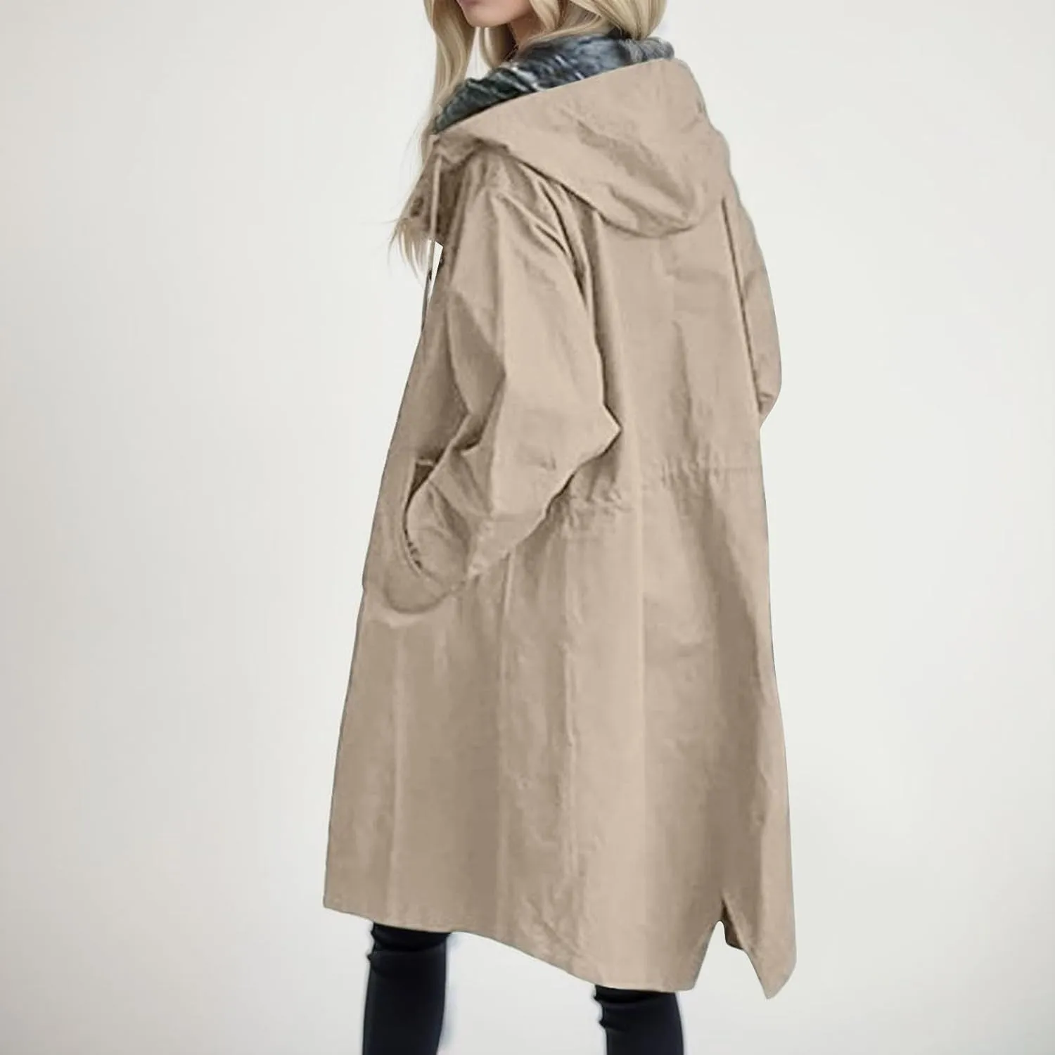 Women's 2025 Plaid Shacket Jacket Casual Button Wool Blend Winter Tartan Trench Coat With Pockets