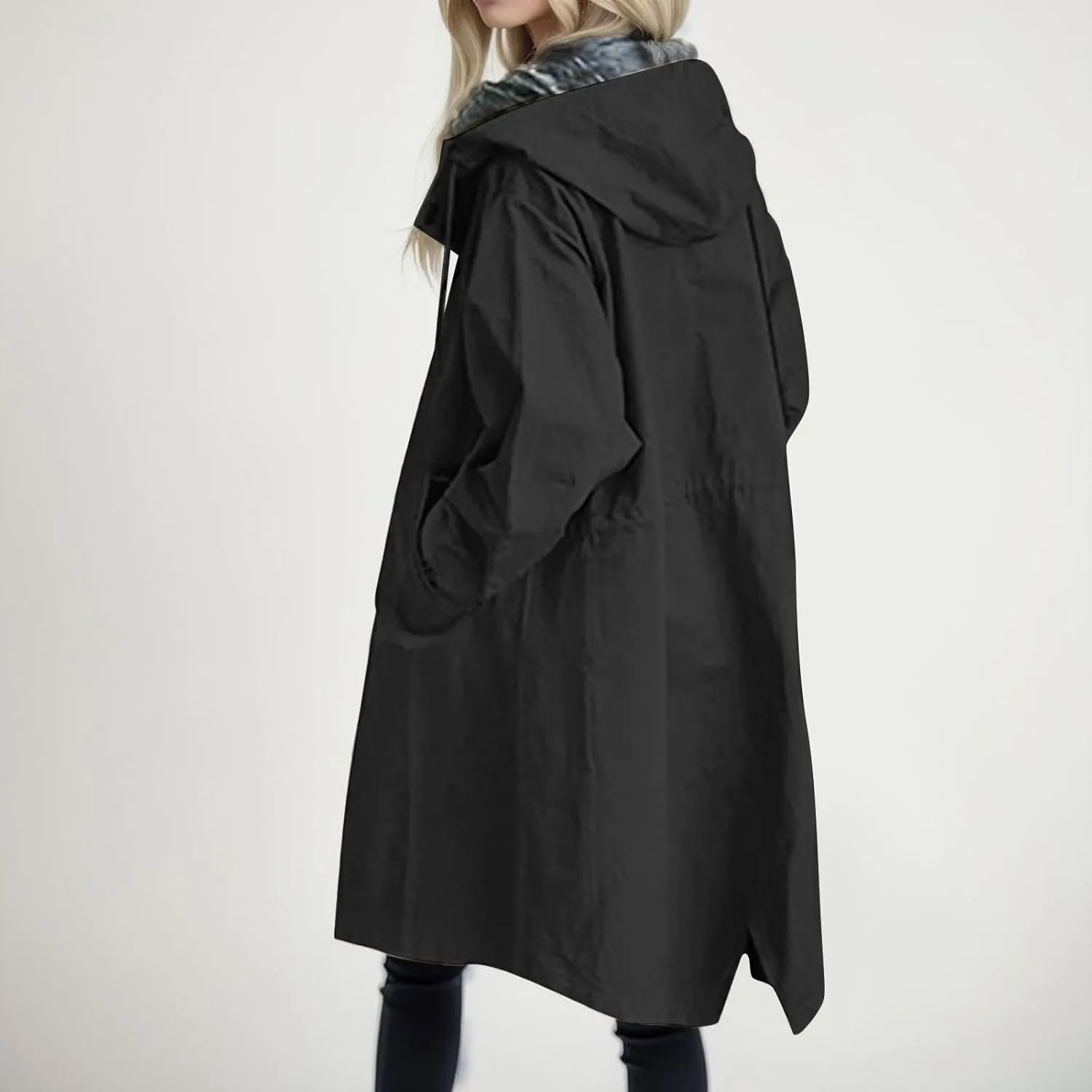 Women's 2025 Plaid Shacket Jacket Casual Button Wool Blend Winter Tartan Trench Coat With Pockets