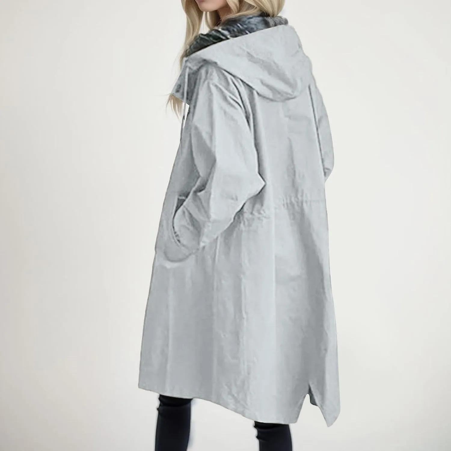 Women's 2025 Plaid Shacket Jacket Casual Button Wool Blend Winter Tartan Trench Coat With Pockets