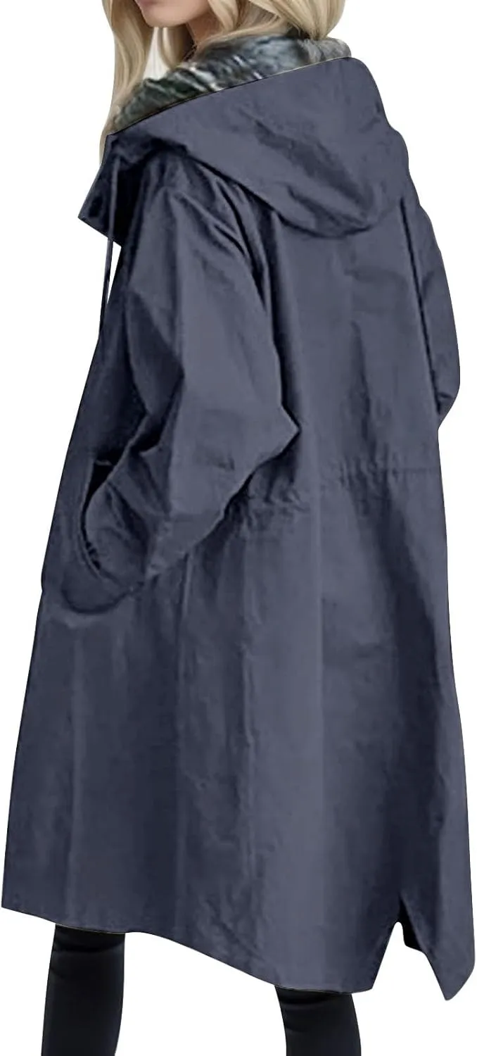 Women's 2025 Plaid Shacket Jacket Casual Button Wool Blend Winter Tartan Trench Coat With Pockets