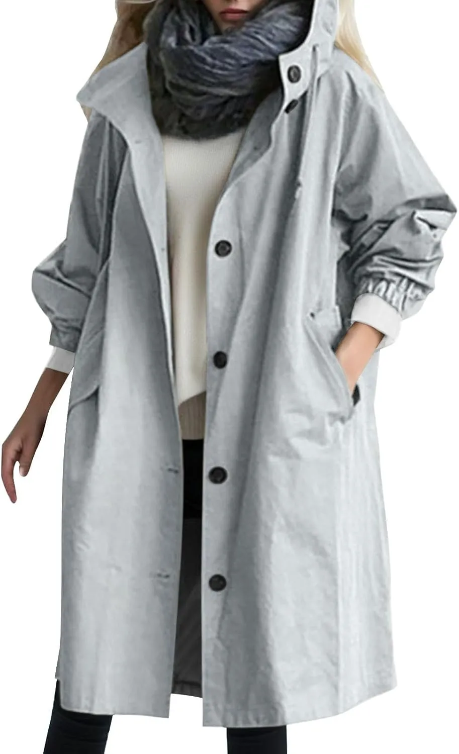 Women's 2025 Plaid Shacket Jacket Casual Button Wool Blend Winter Tartan Trench Coat With Pockets