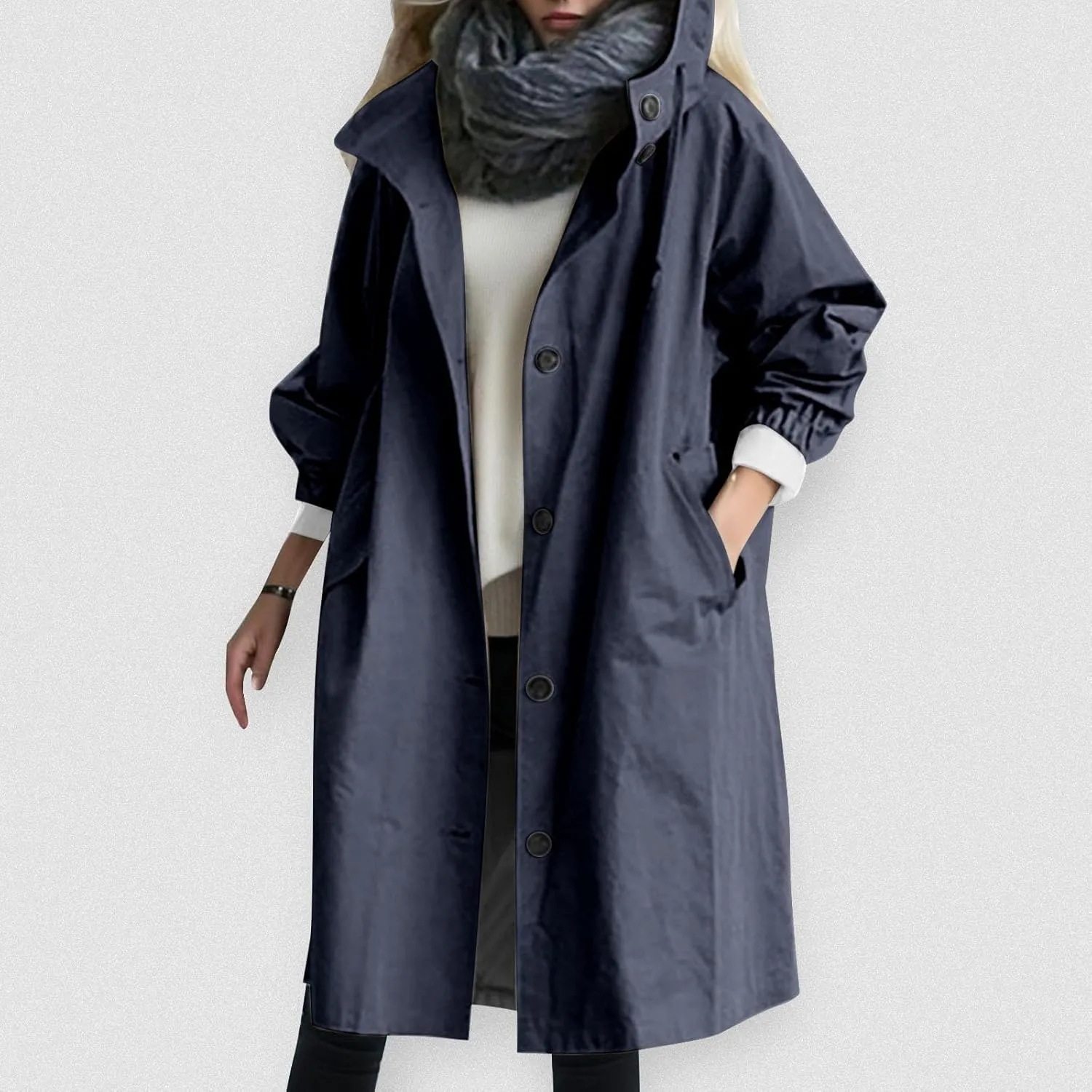 Women's 2025 Plaid Shacket Jacket Casual Button Wool Blend Winter Tartan Trench Coat With Pockets