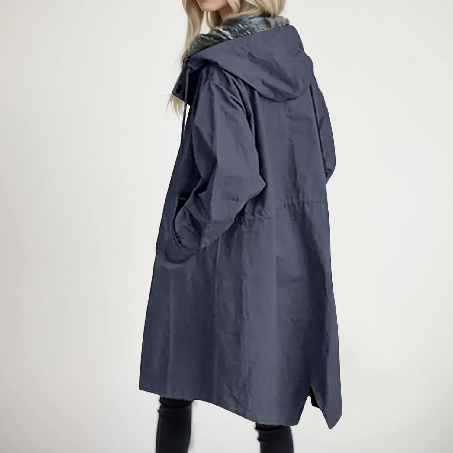 Women's 2025 Plaid Shacket Jacket Casual Button Wool Blend Winter Tartan Trench Coat With Pockets