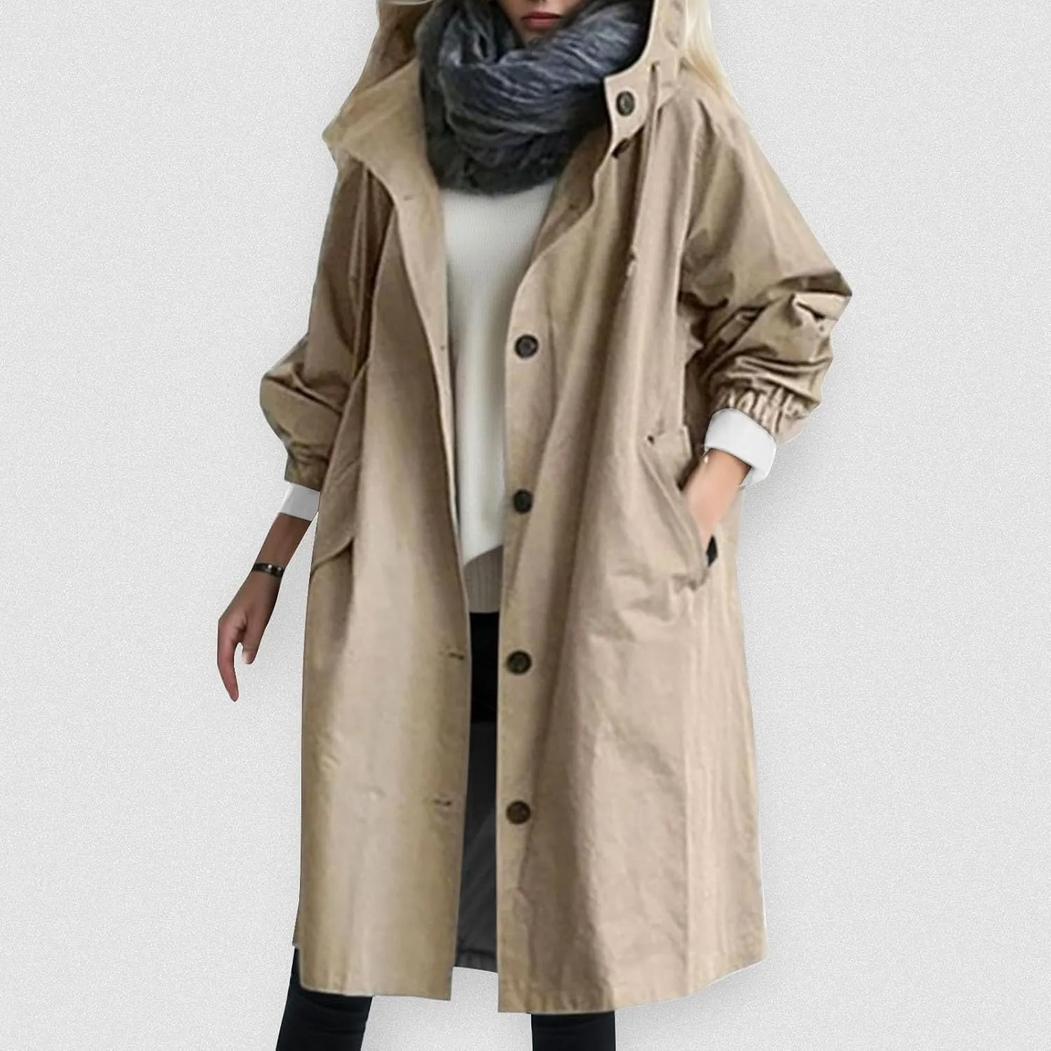 Women's 2025 Plaid Shacket Jacket Casual Button Wool Blend Winter Tartan Trench Coat With Pockets