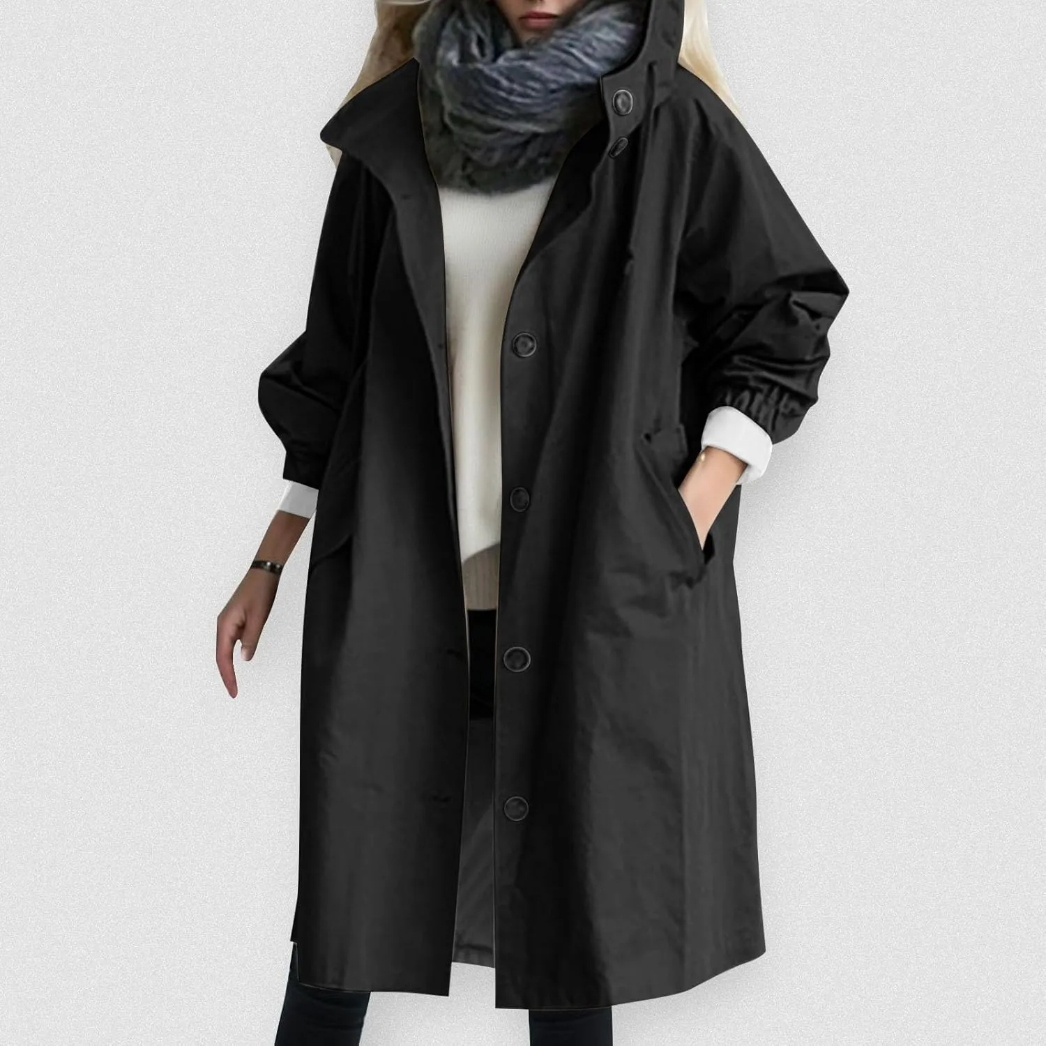 Women's 2025 Plaid Shacket Jacket Casual Button Wool Blend Winter Tartan Trench Coat With Pockets