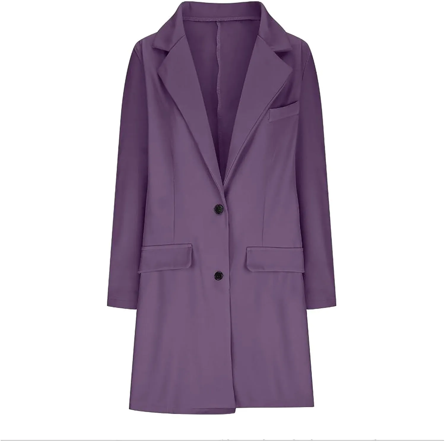 Womens Big Notch Lapel Single Breasted Pea Coats Warm Winter Wool Blend Overcoats Elegant Long Suit Jacket Blazers