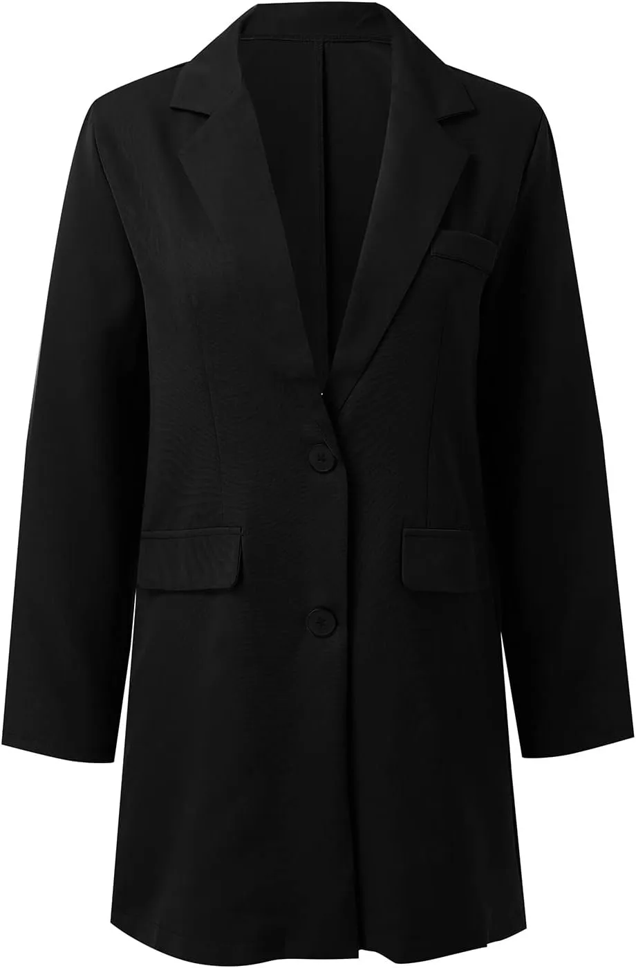 Womens Big Notch Lapel Single Breasted Pea Coats Warm Winter Wool Blend Overcoats Elegant Long Suit Jacket Blazers
