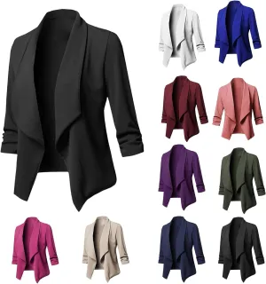 Womens Blazer Jackets 3/4 Sleeve Blazer Open Front Cardigan Jacket Work Office Blazers Suit Jackets Trendy Clothes