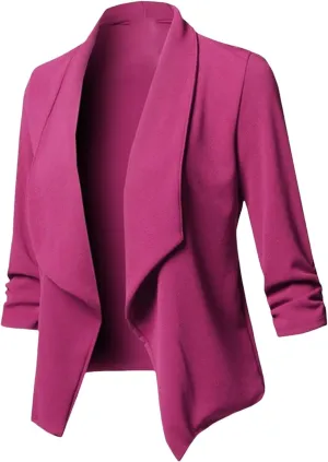 Womens Blazer Jackets 3/4 Sleeve Blazer Open Front Cardigan Jacket Work Office Blazers Suit Jackets Trendy Clothes