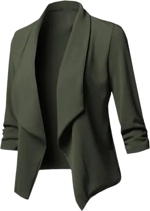 Womens Blazer Jackets 3/4 Sleeve Blazer Open Front Cardigan Jacket Work Office Blazers Suit Jackets Trendy Clothes