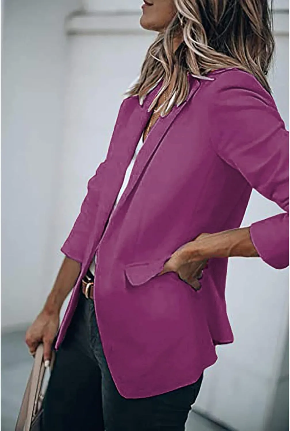 Women's Blazers Casual Lapel Open Front Long Sleeve Work Office Suit Jacket Coat Casual Blazer