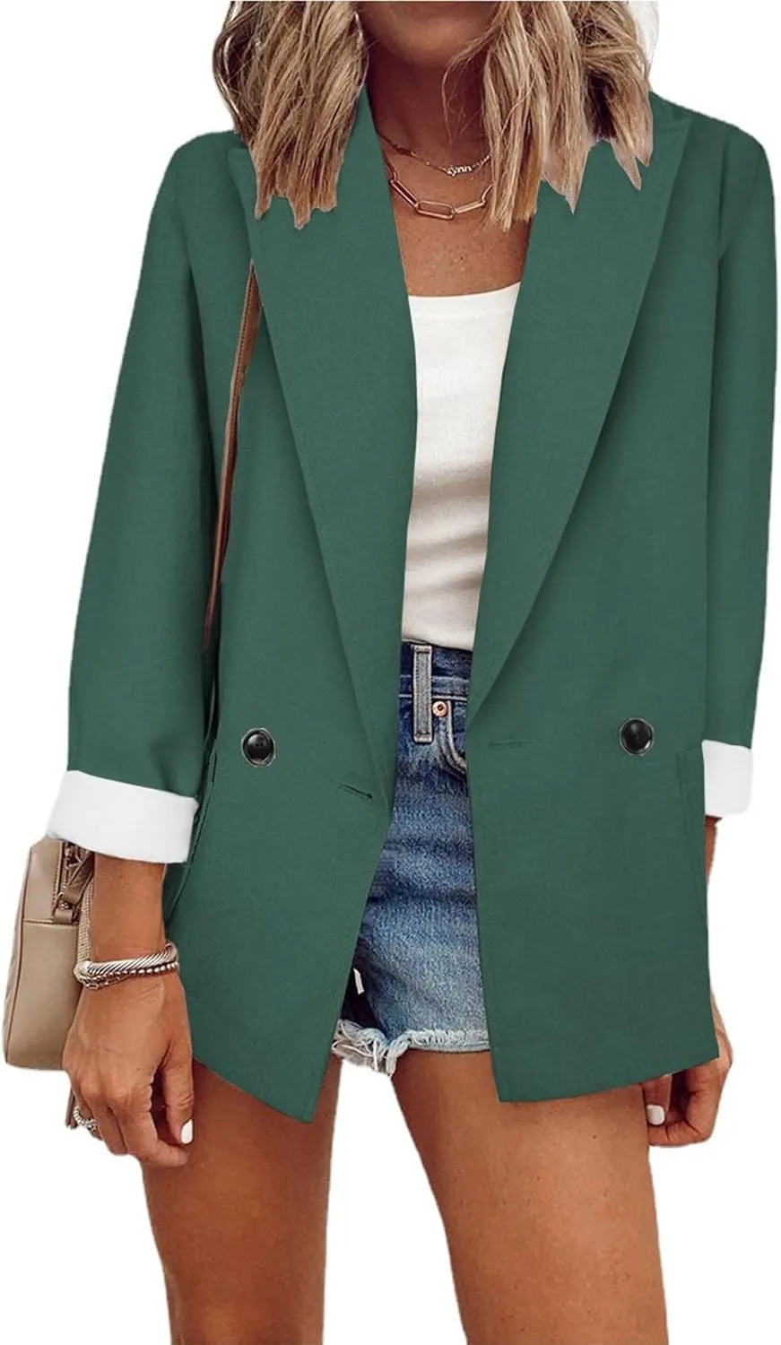 Women's Blazers Casual Lapel Open Front Long Sleeve Work Office Suit Jacket Coat Casual Blazer