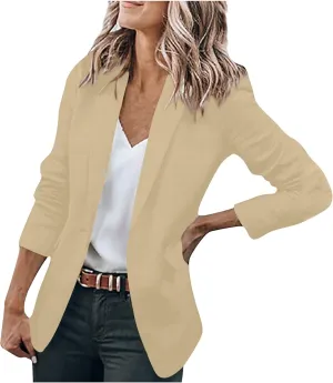 Women's Blazers Casual Lapel Open Front Long Sleeve Work Office Suit Jacket Coat Casual Blazer