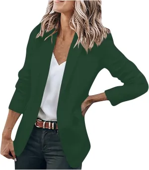 Women's Blazers Casual Lapel Open Front Long Sleeve Work Office Suit Jacket Coat Casual Blazer
