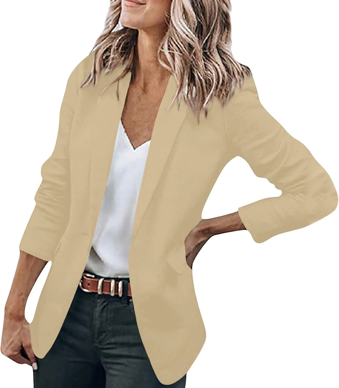 Women's Blazers Casual Lapel Open Front Long Sleeve Work Office Suit Jacket Coat Casual Blazer