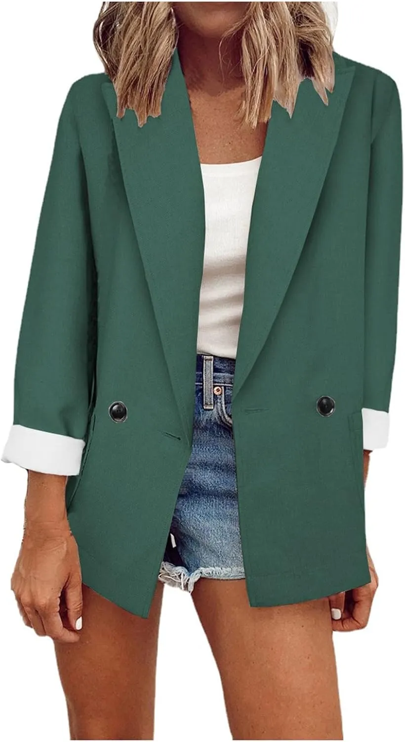 Women's Blazers Casual Lapel Open Front Long Sleeve Work Office Suit Jacket Coat Casual Blazer