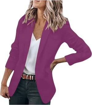 Women's Blazers Casual Lapel Open Front Long Sleeve Work Office Suit Jacket Coat Casual Blazer