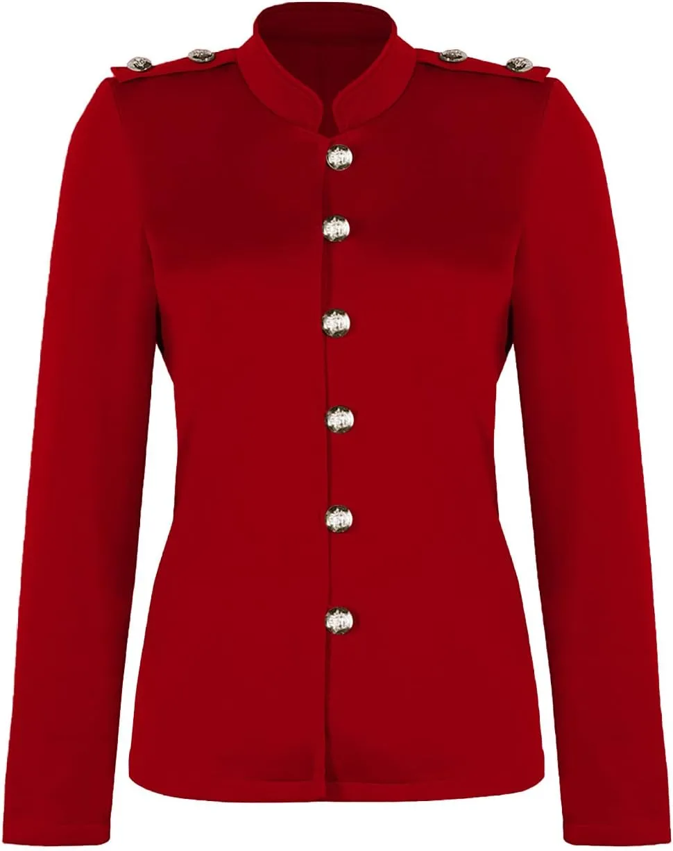 Womens Breasted Style Blazer Mock Neck Button Up Long Sleeve Suit Jacket Open Front Dressy Fitted Coat for Going Out