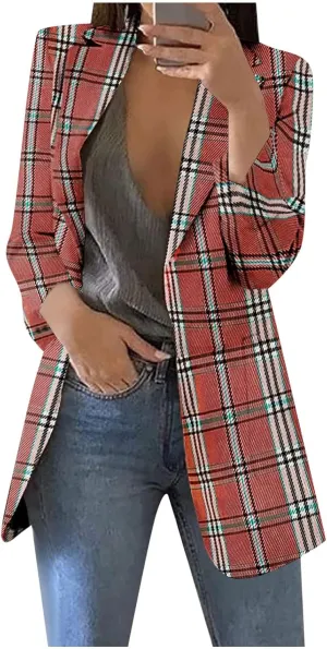 Womens Casual Long Sleeve Work Office Solid Open Front Blazer Jacket Elegant Cardigan Coat