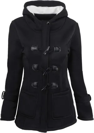 Womens Classic Coat Pocket Zipper Hoodies Sweatshirt Long Solid Color Coat Jacket Causal Fashion Top Casual Notch