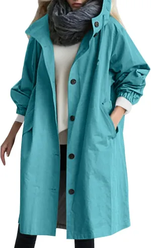 Women's Double Breasted Pea Coat Lapel Wool Blend Long Trench Jacket Winter Elegant Overcoat Outwear