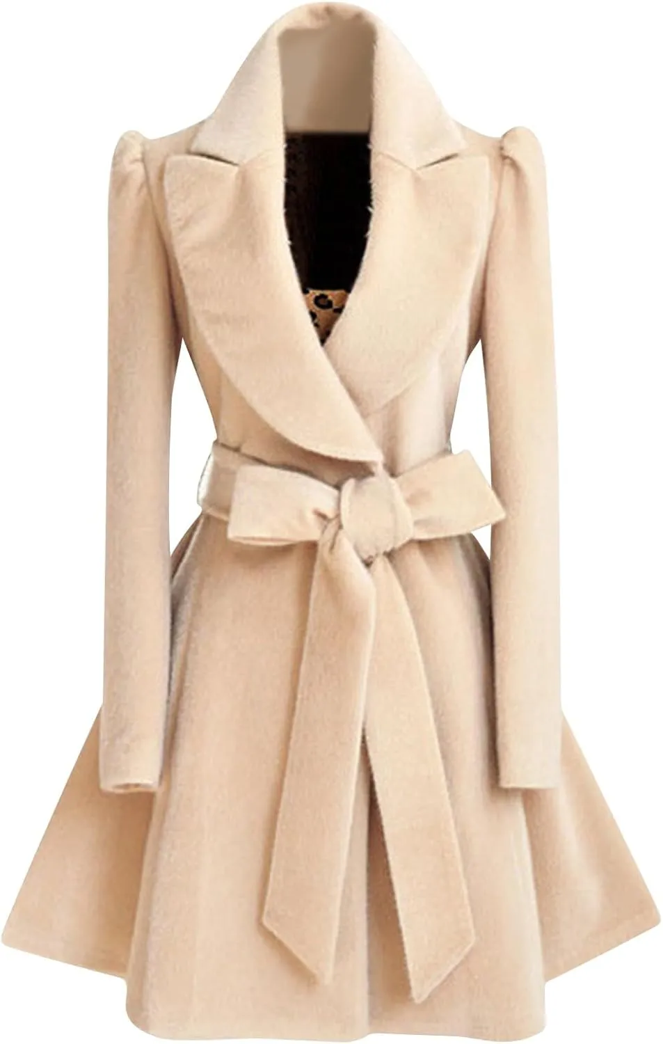 Women's Double-Breasted Trench Coat Classic Lapel Overcoat Slim Outerwear Waterproof Coat with Belt Buckle for Women