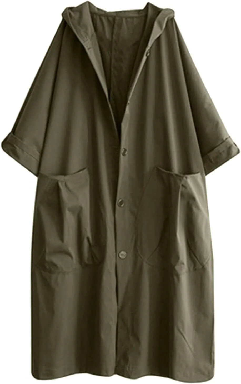 Womens Double Breasted Trench Coat Pocket Cardigan Button Top Sweater Knit Hooded Coat Slim Outerwear Coats Trench