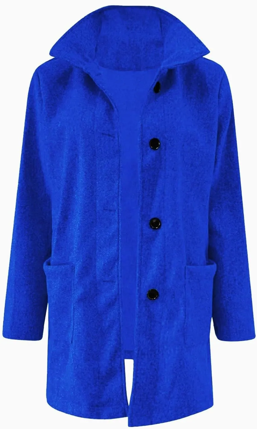 Womens Fall Winter Wool Coats Casual Notch Stand Collar Single Breasted Peacoat Thicken Blazer Jacket