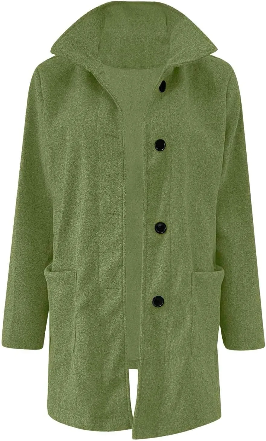Womens Fall Winter Wool Coats Casual Notch Stand Collar Single Breasted Peacoat Thicken Blazer Jacket