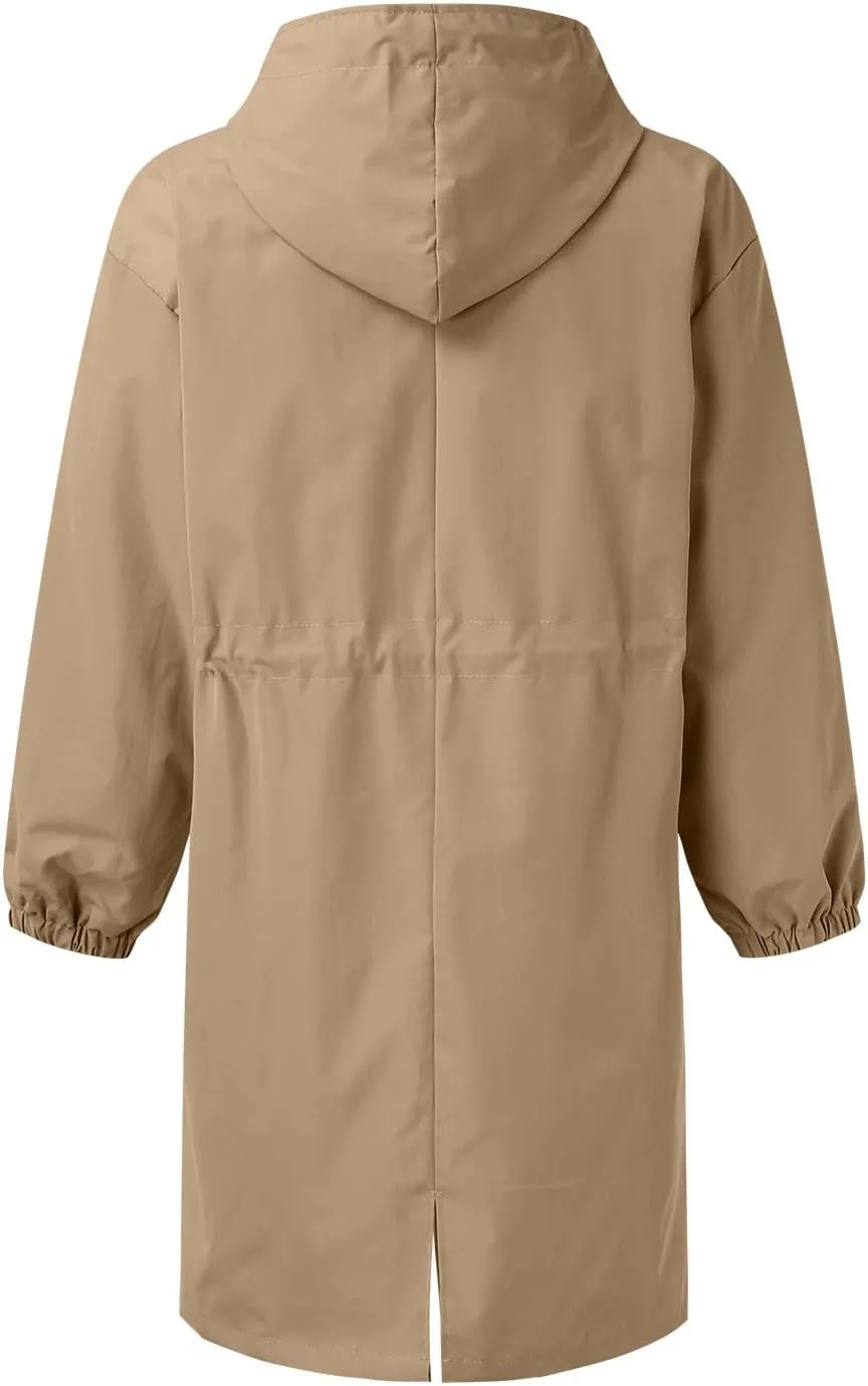 Womens Long Coat Classic Open Front Zip Up Casual Winter Wool Blend Over Pea Coats Long Jackets