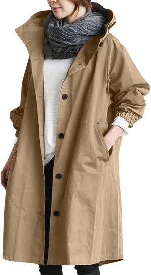 Womens Long Coat Classic Open Front Zip Up Casual Winter Wool Blend Over Pea Coats Long Jackets