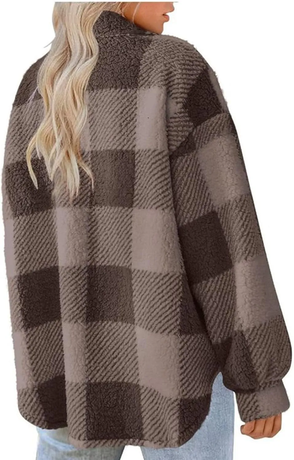 Womens Long Plaid Shacket Jacket Button Down Long Sleeve Lapel Collar Trench Coat Fashion Retro Loose Fit Outerwear