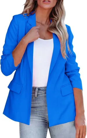 Womens Long Sleeve Casual Blazer Lapel Open Front Work Office Blazer Jacket 2024 Trendy Fall Dressy Blazer with Pockets