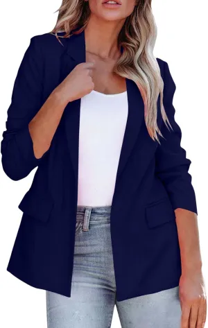 Womens Long Sleeve Casual Blazer Lapel Open Front Work Office Blazer Jacket 2024 Trendy Fall Dressy Blazer with Pockets