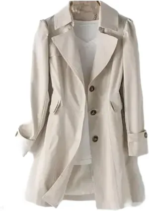 Women's mid-length trench coat Lapel long sleeve slim fit single-breasted jacket