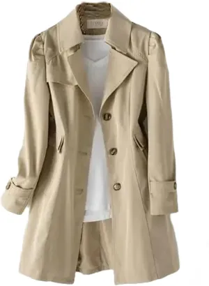 Women's mid-length trench coat Lapel long sleeve slim fit single-breasted jacket